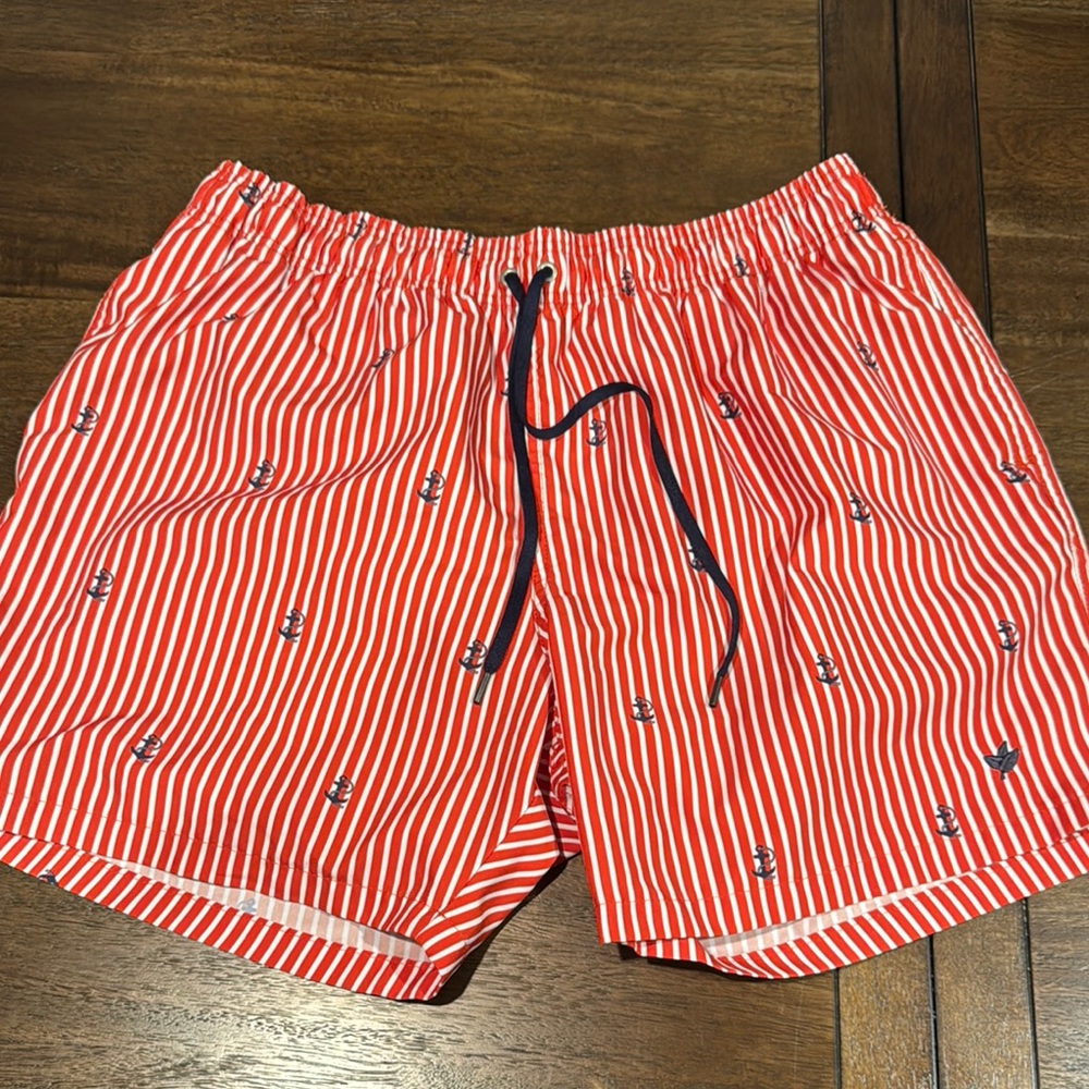 Nautical Red Striped Swim Shorts